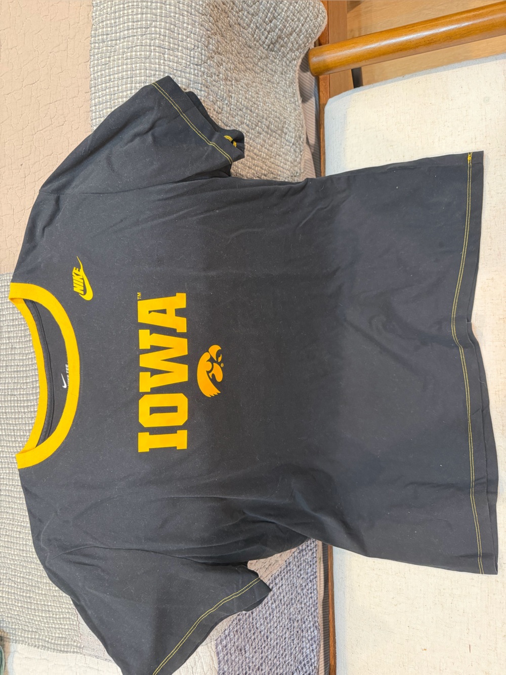 Nike Black T-Shirt with Gold Iowa Logo and Trim